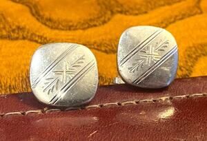 VTG Anson Silver tone Etched Cufflinks